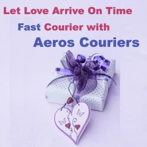 Courier delivering a beautifully wrapped Mother’s Day gift to a doorstep