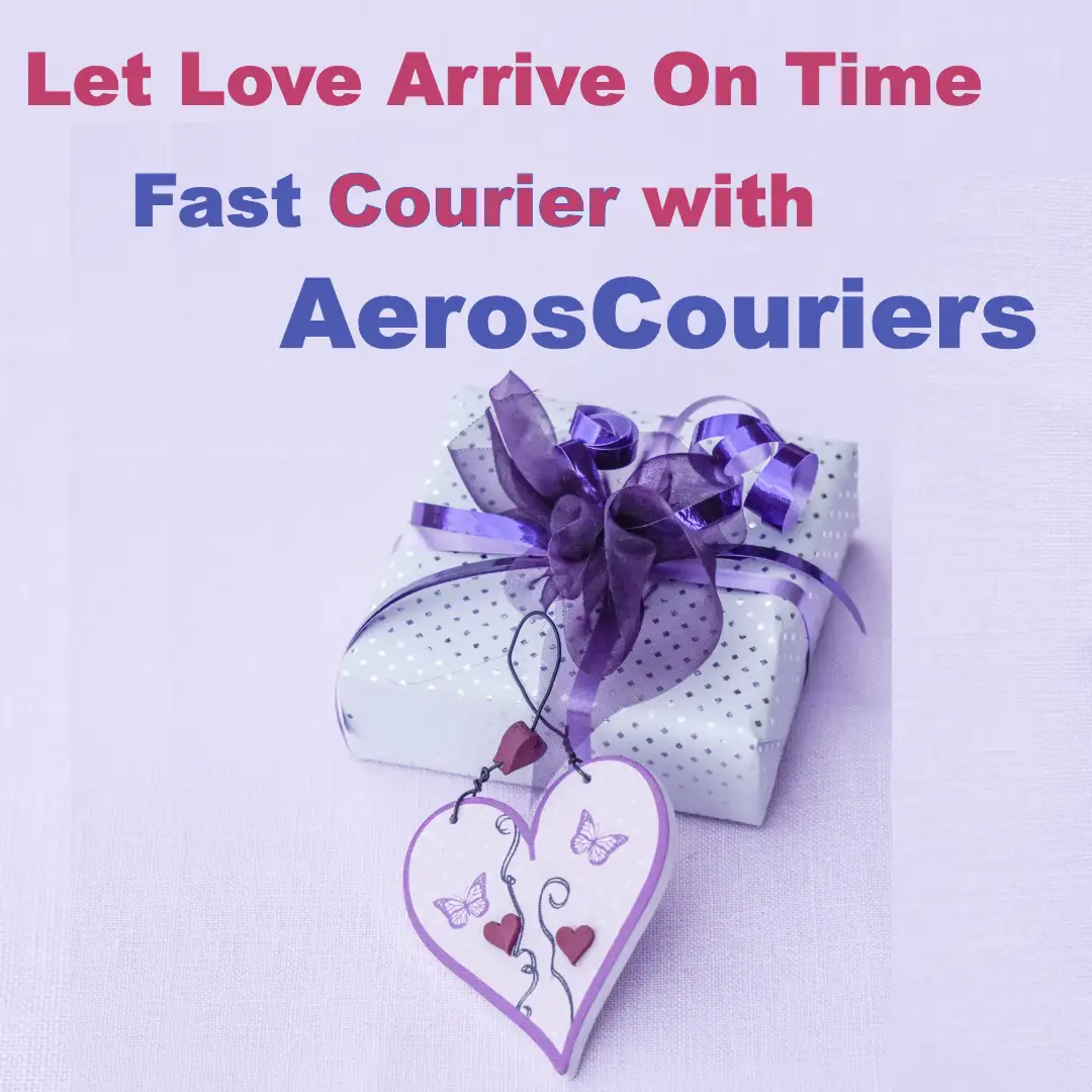 Courier delivering Mother’s Day gift box with flowers and card on front porch