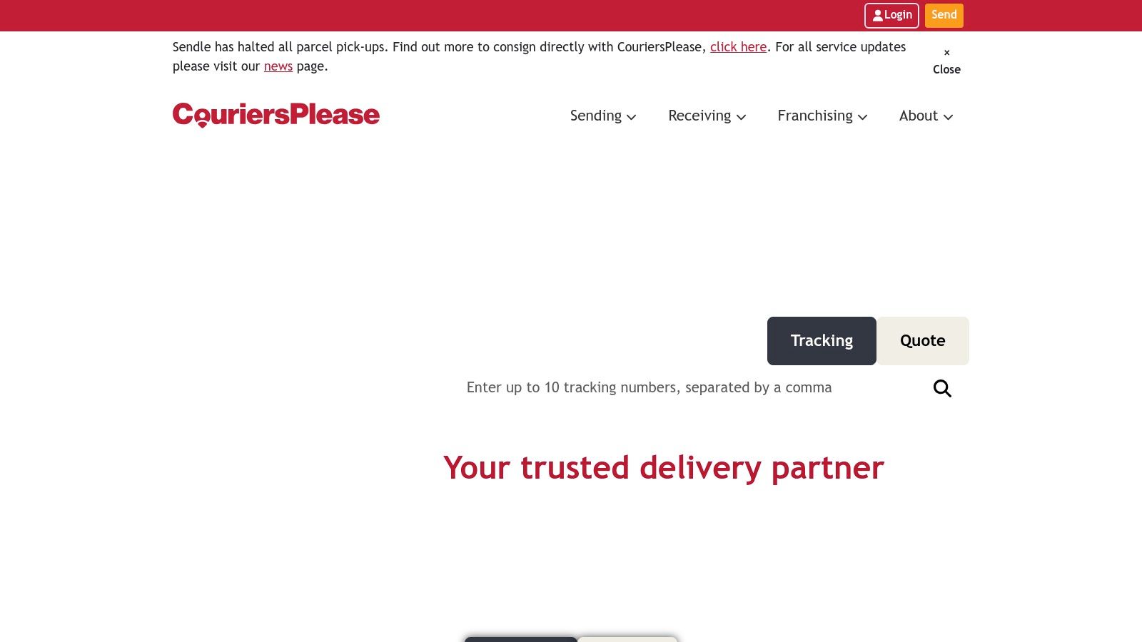 CouriersPlease van and delivery driver scanning a parcel