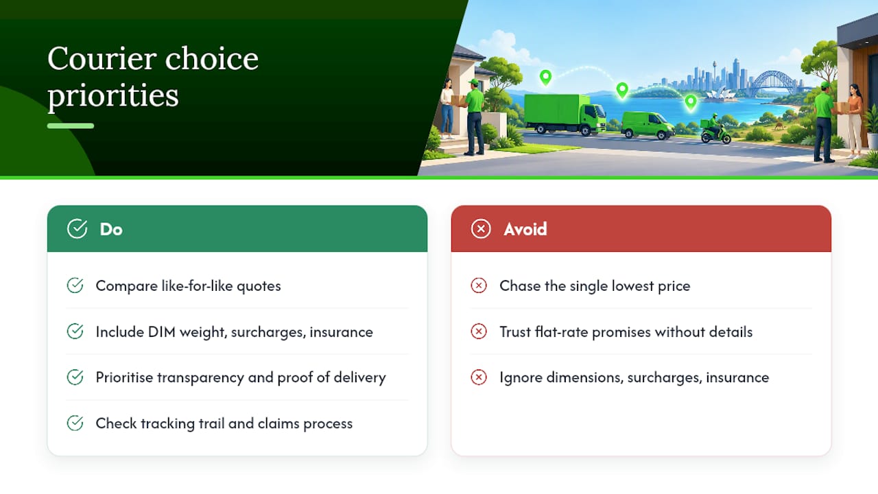 What actually matters when you are choosing a courier — overview diagram