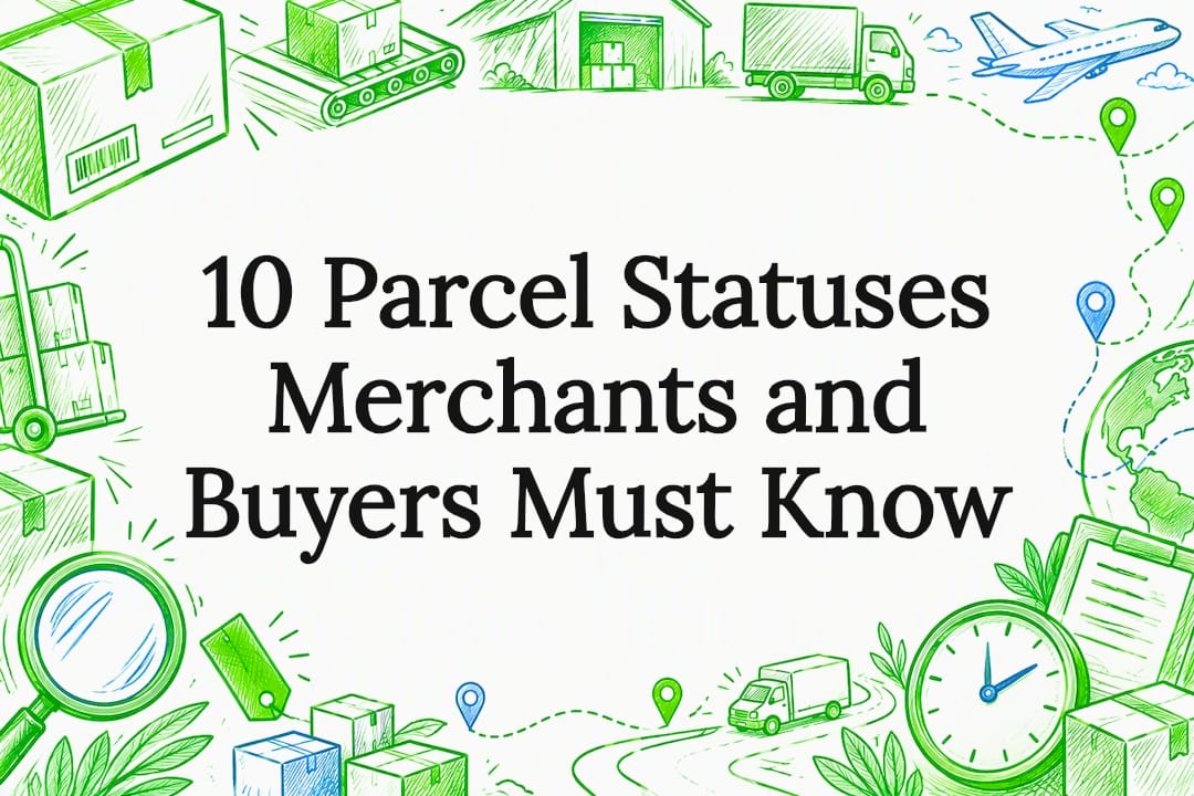Parcel tracking statuses title card