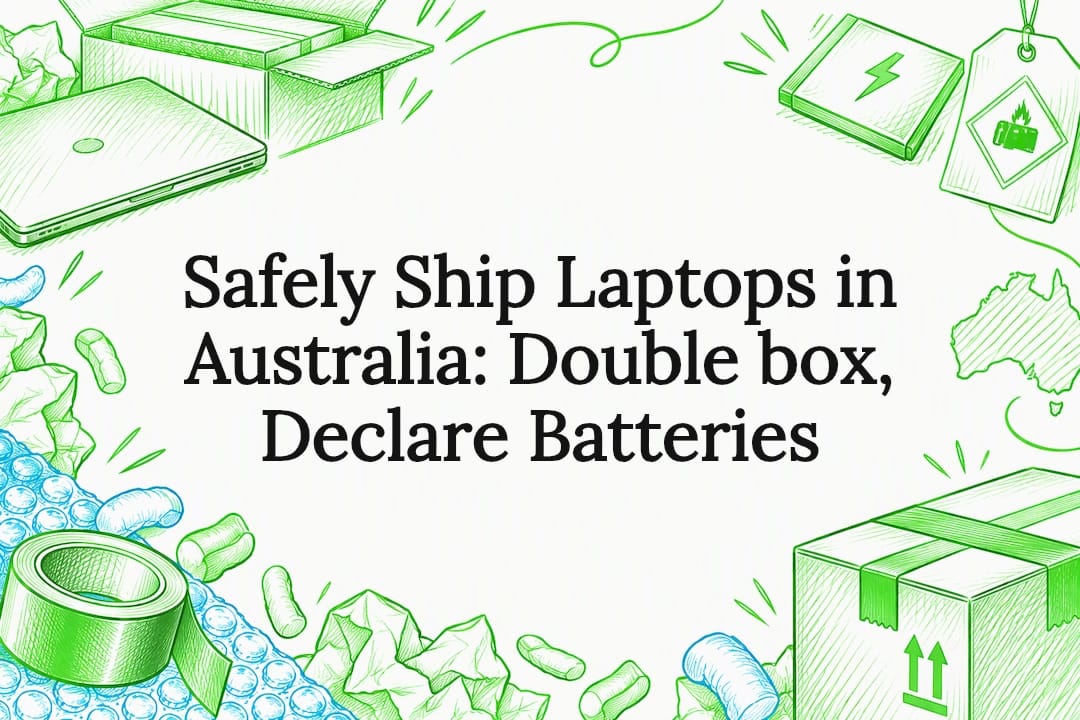 Laptop shipping safety title card