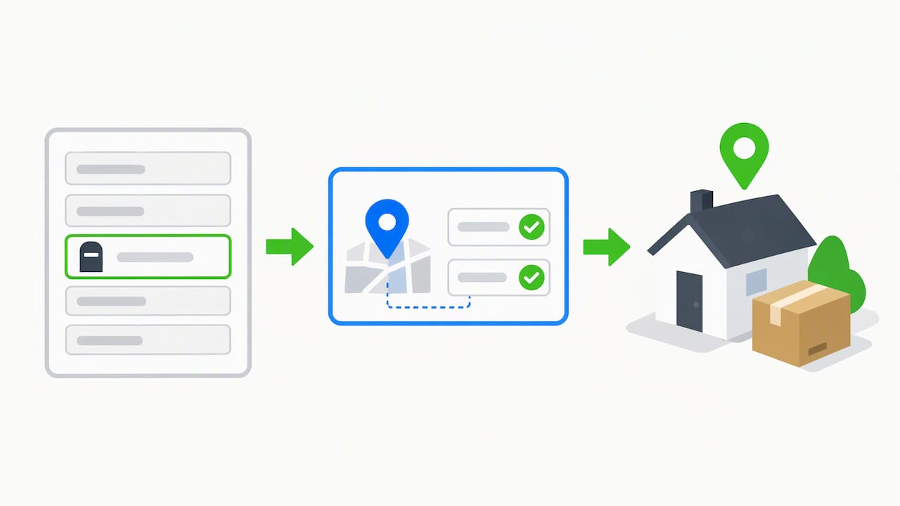 PO Box checkout address validation flow