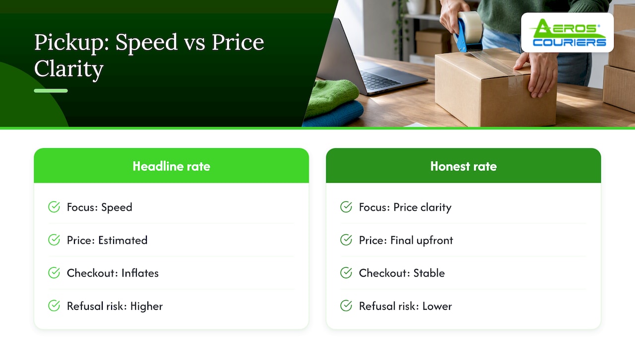 Upfront price versus hidden courier fees