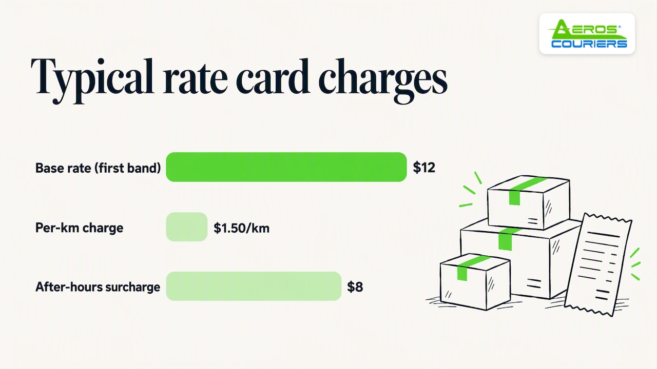 What you'll find on a published courier rate card — overview diagram