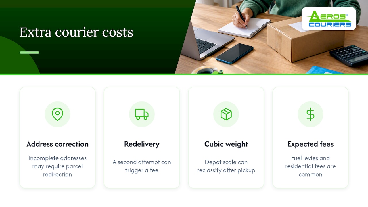Common extra courier fees compared by category