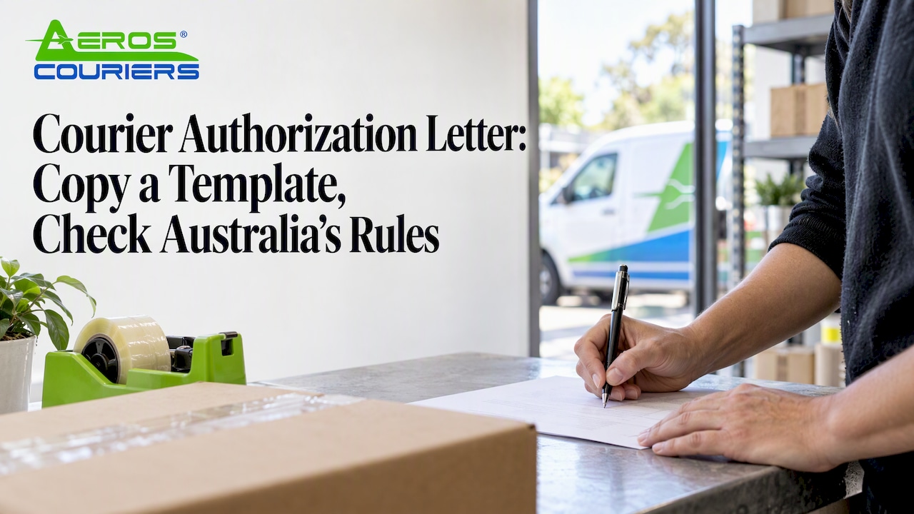 Business owner signing courier collection authorisation