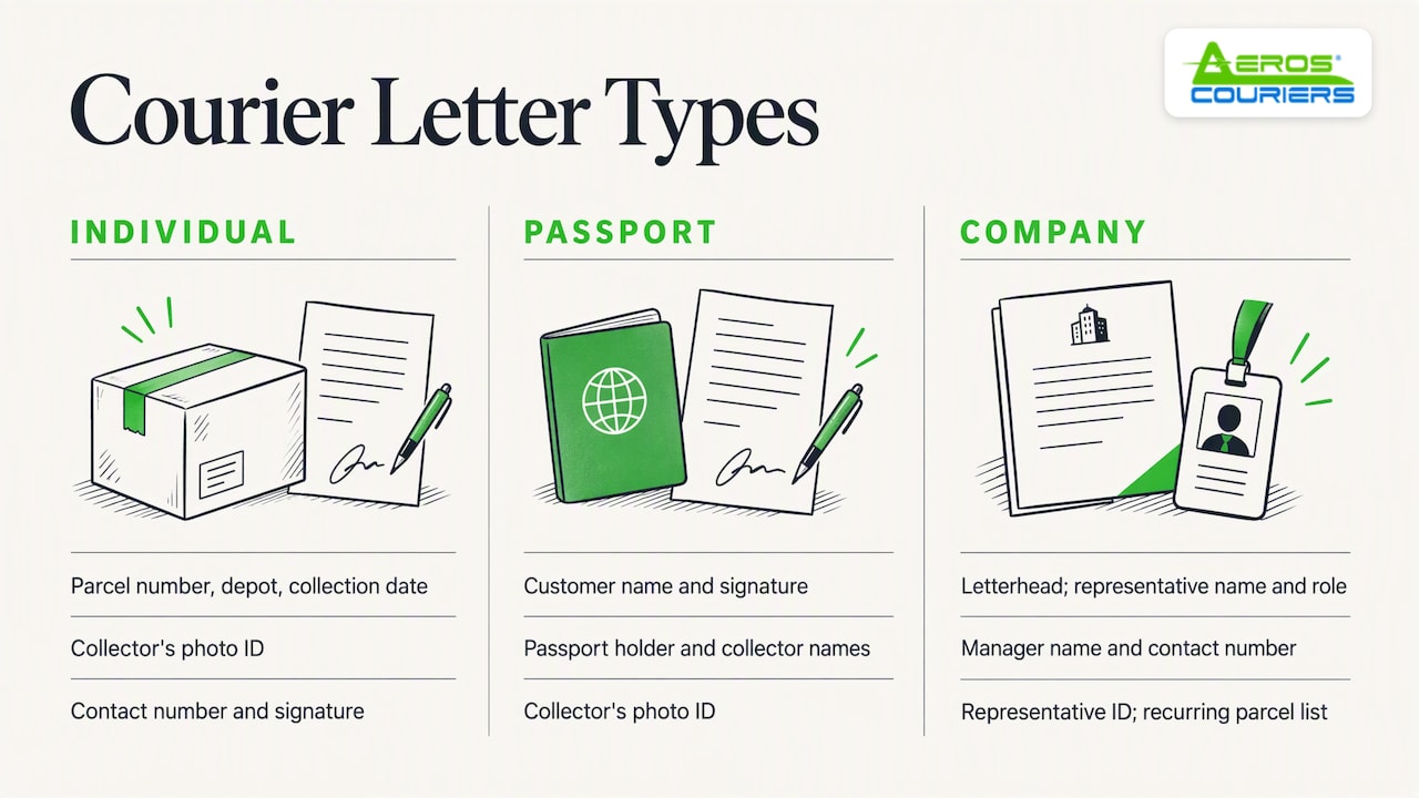 Copy-ready courier authorisation letter templates — overview diagram