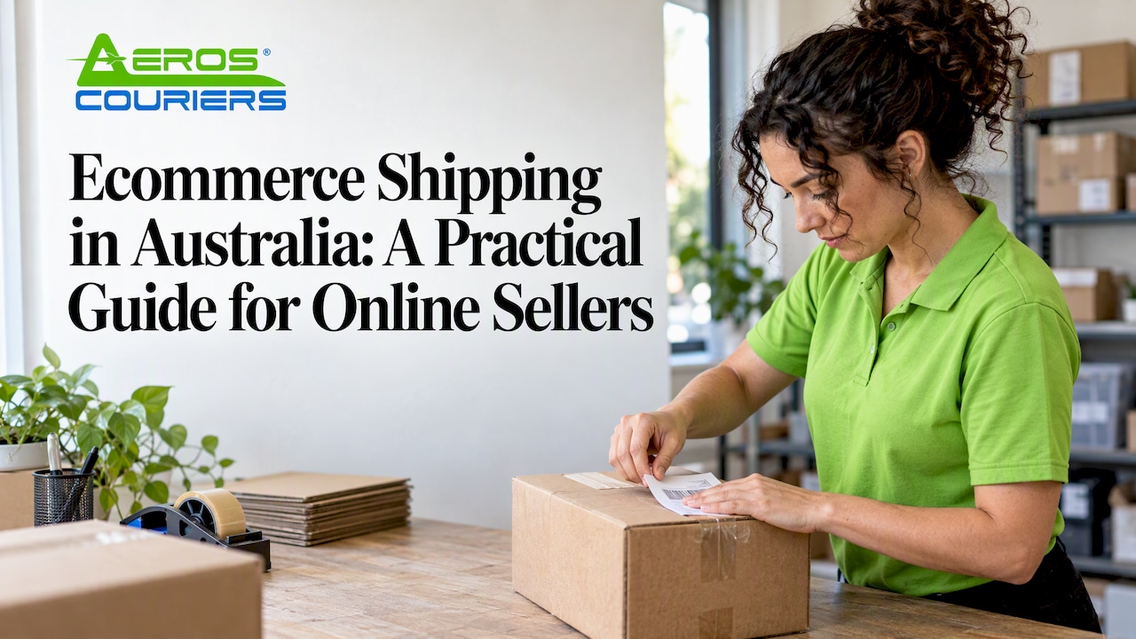 Online seller labels a parcel for dispatch