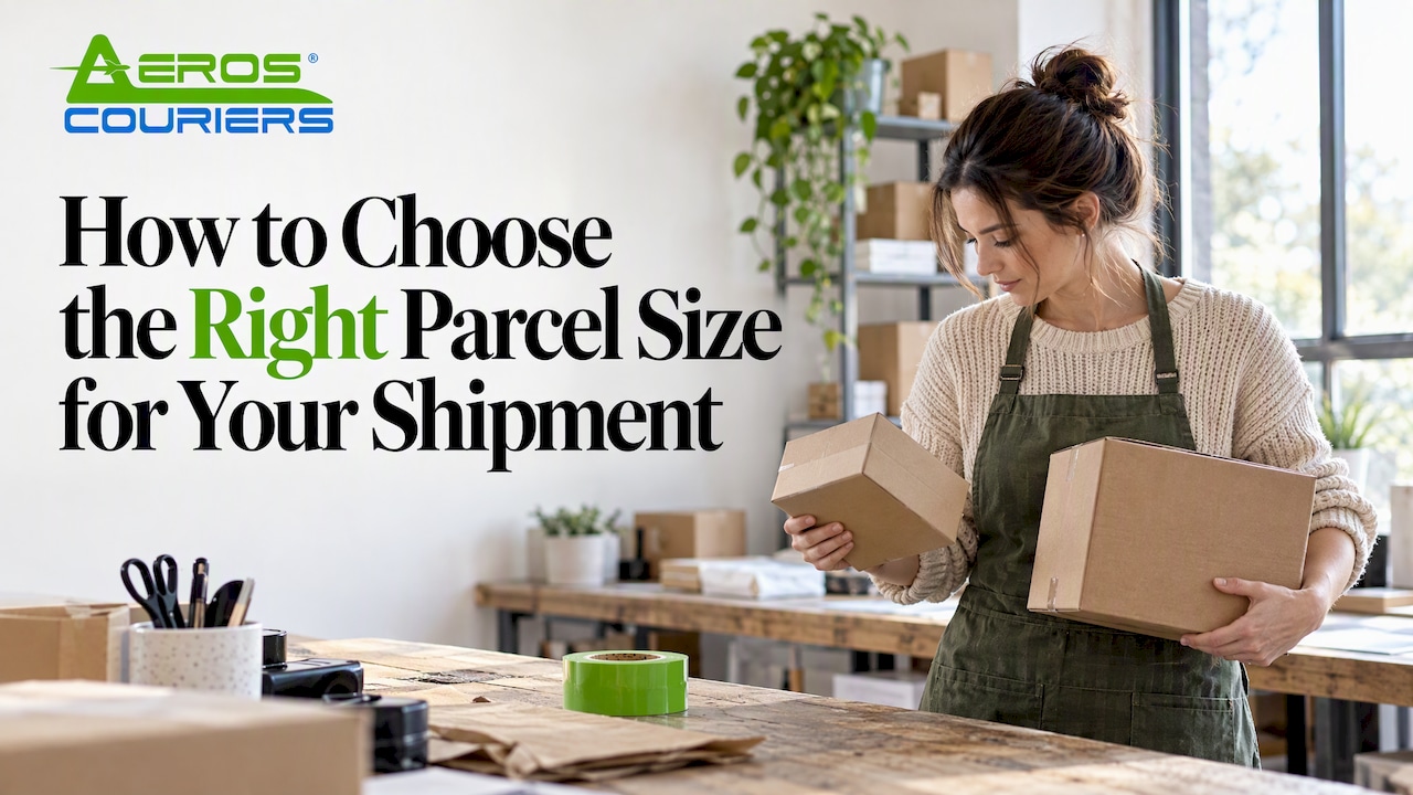 Small business owner choosing a parcel box