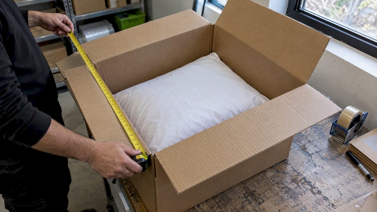 Pillow filling an oversized shipping carton