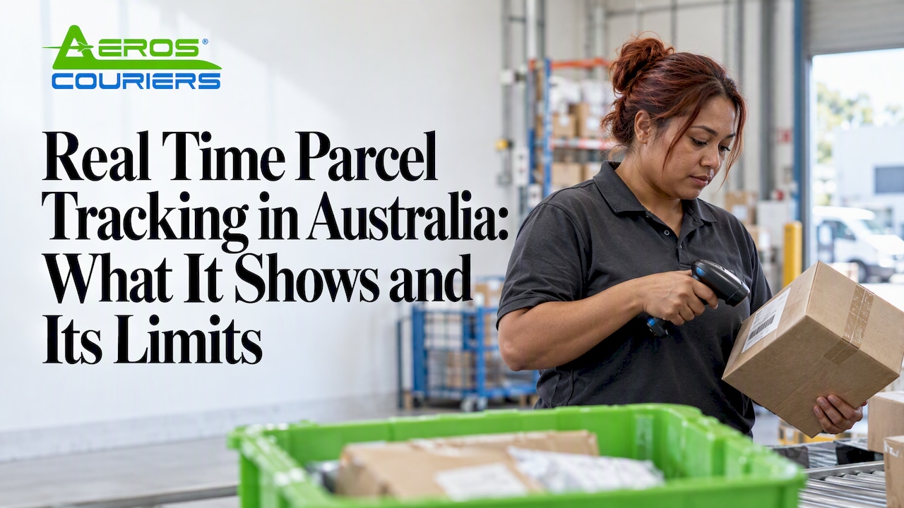Worker scanning a parcel at a depot
