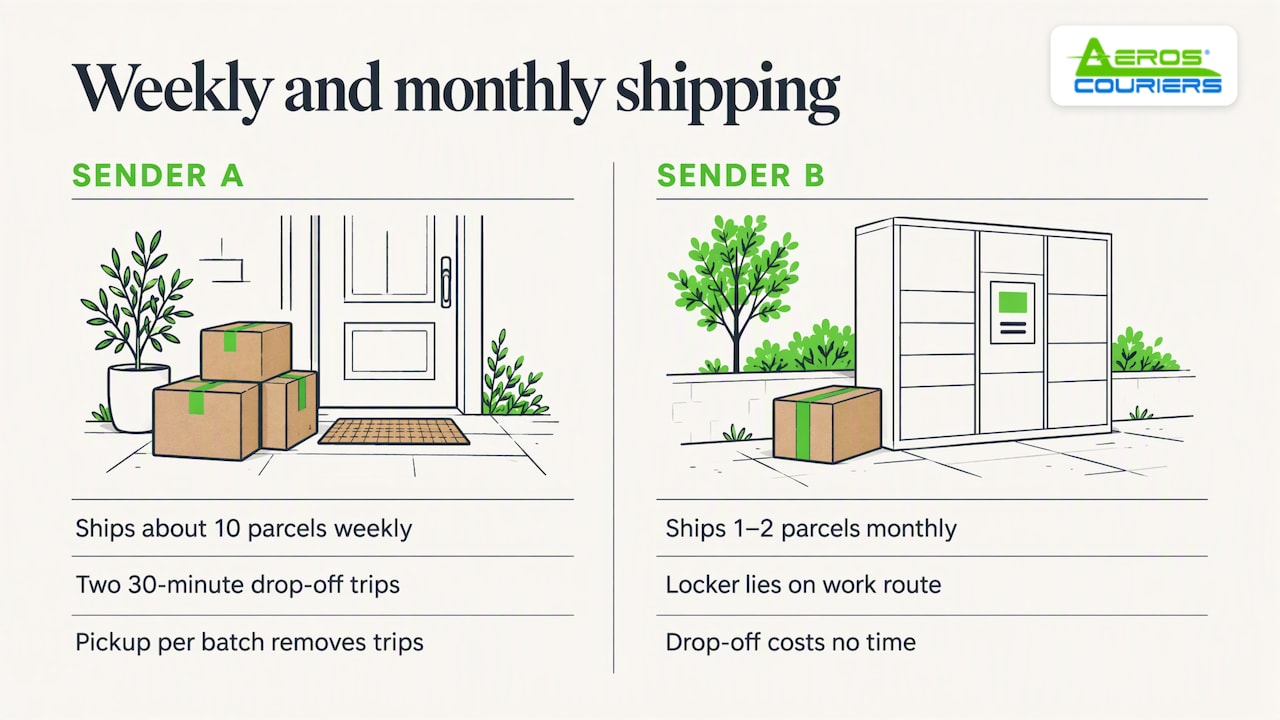 Weekly parcel volume and travel comparison
