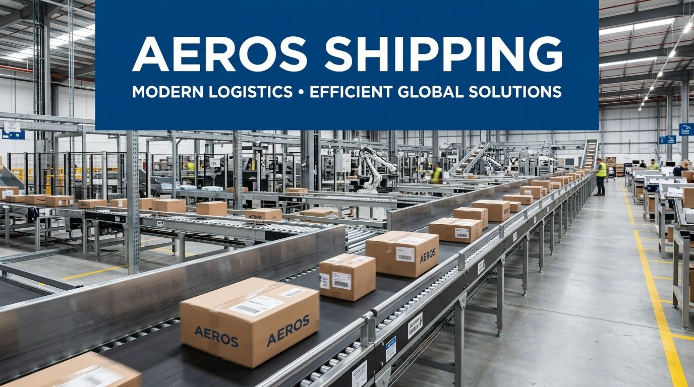 Automated conveyor belt system processing cardboard shipping packages in a modern logistics warehouse facility.